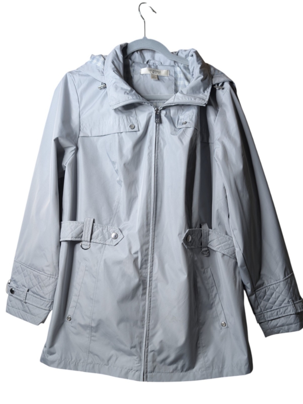 Liz Claiborne Light Gray Hooded Raincoat size 1X